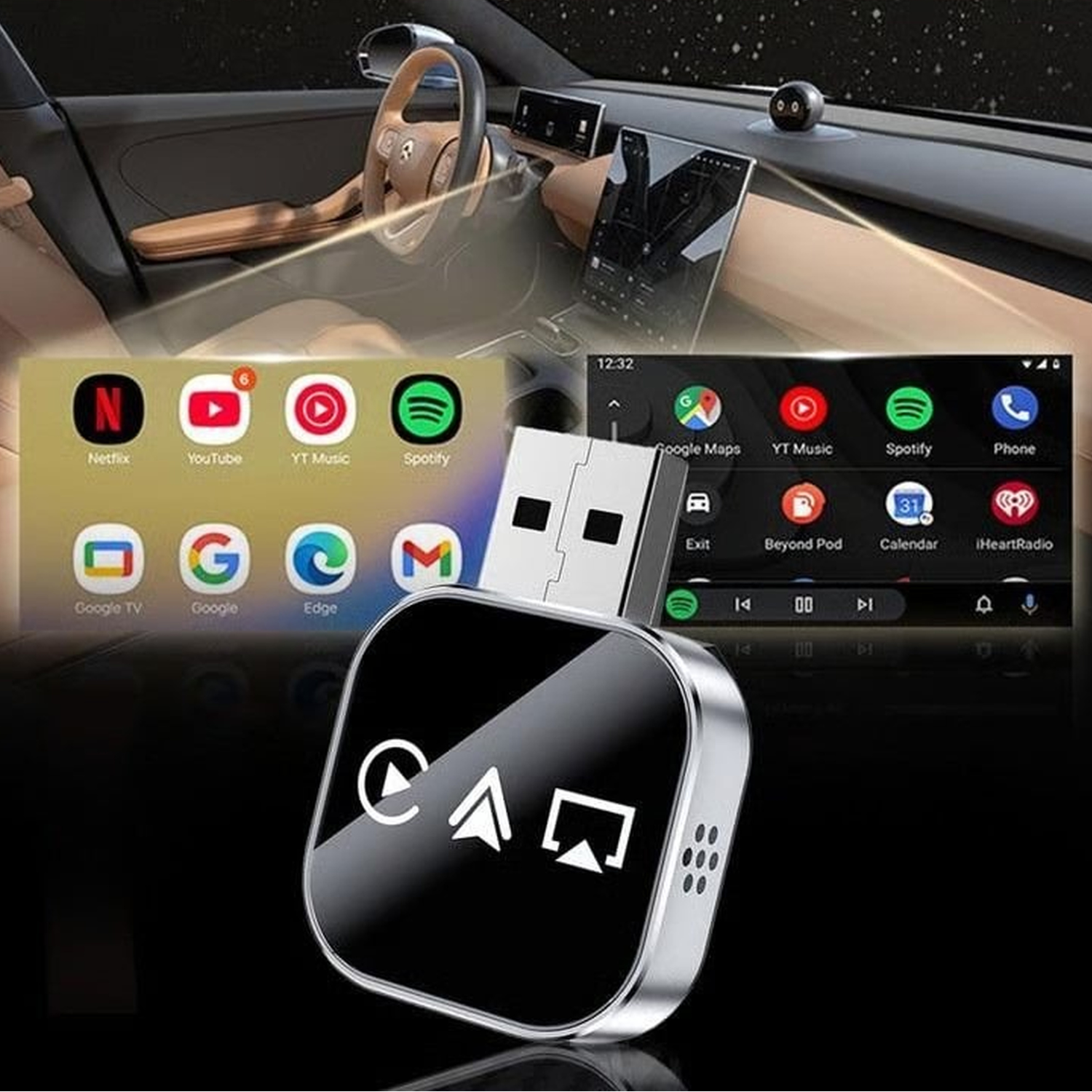 Ασύρματος Αντάπτορας CarPlay 3-σε-1